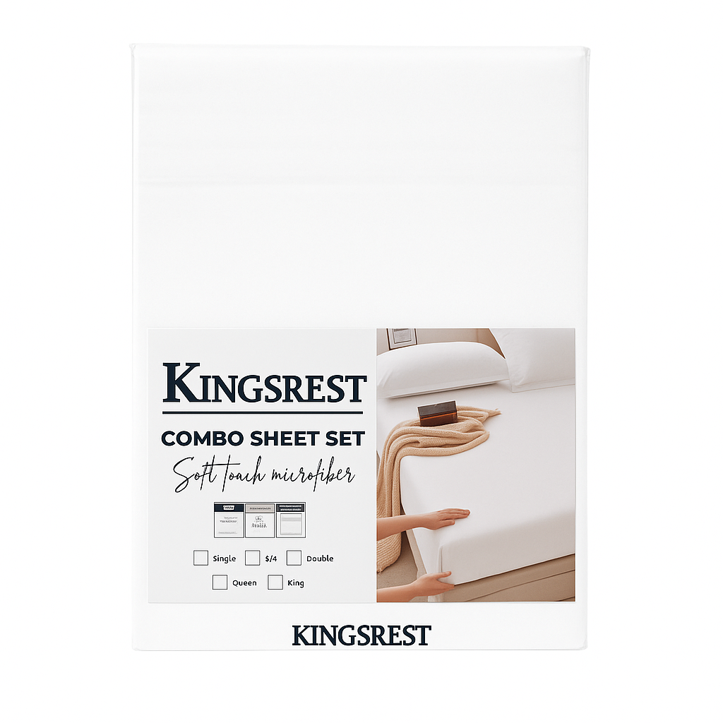 Kingsrest Fitted Sheet & 2 Pillow Cases Combo - 70GSM