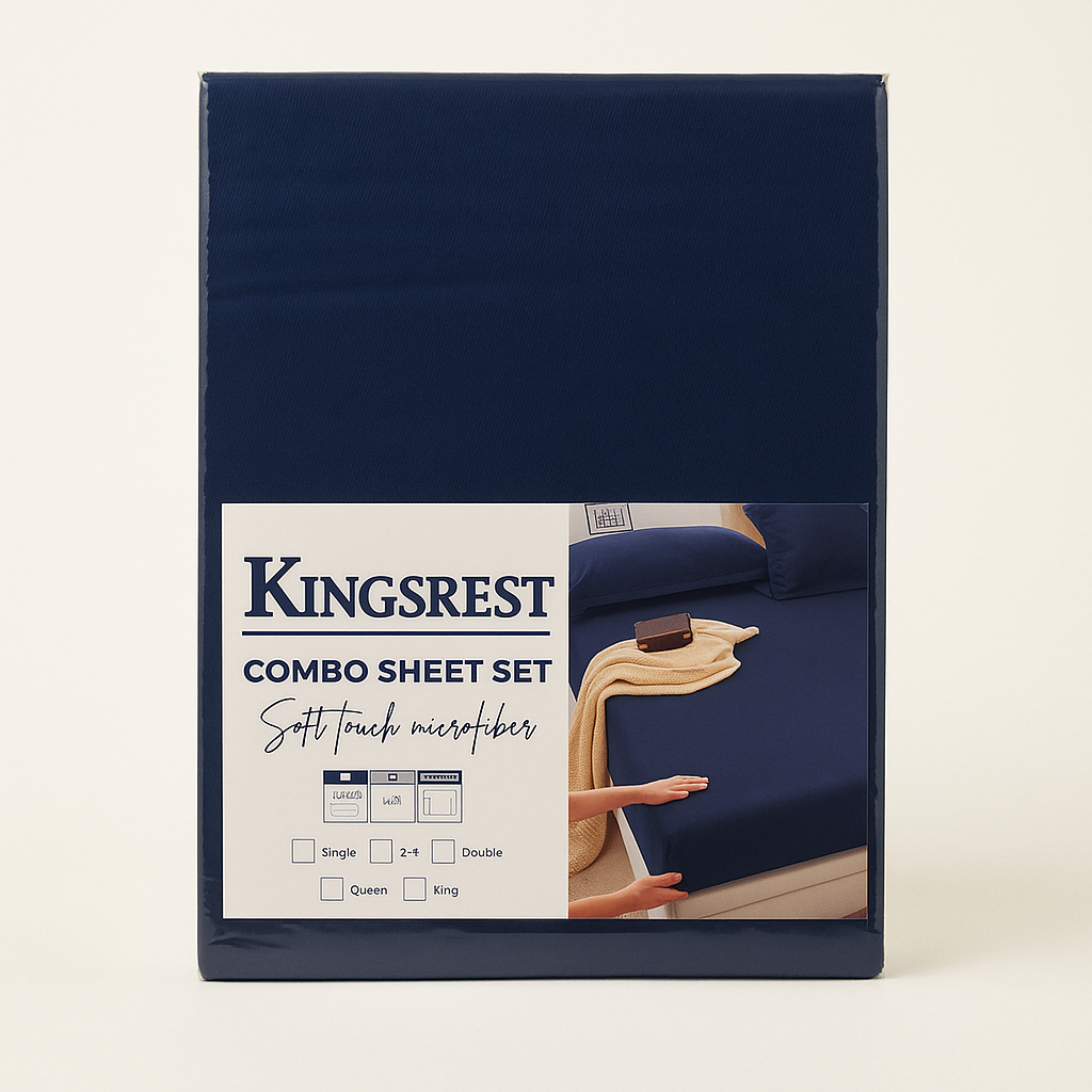 Kingsrest Fitted Sheet & 2 Pillow Cases Combo - 70GSM