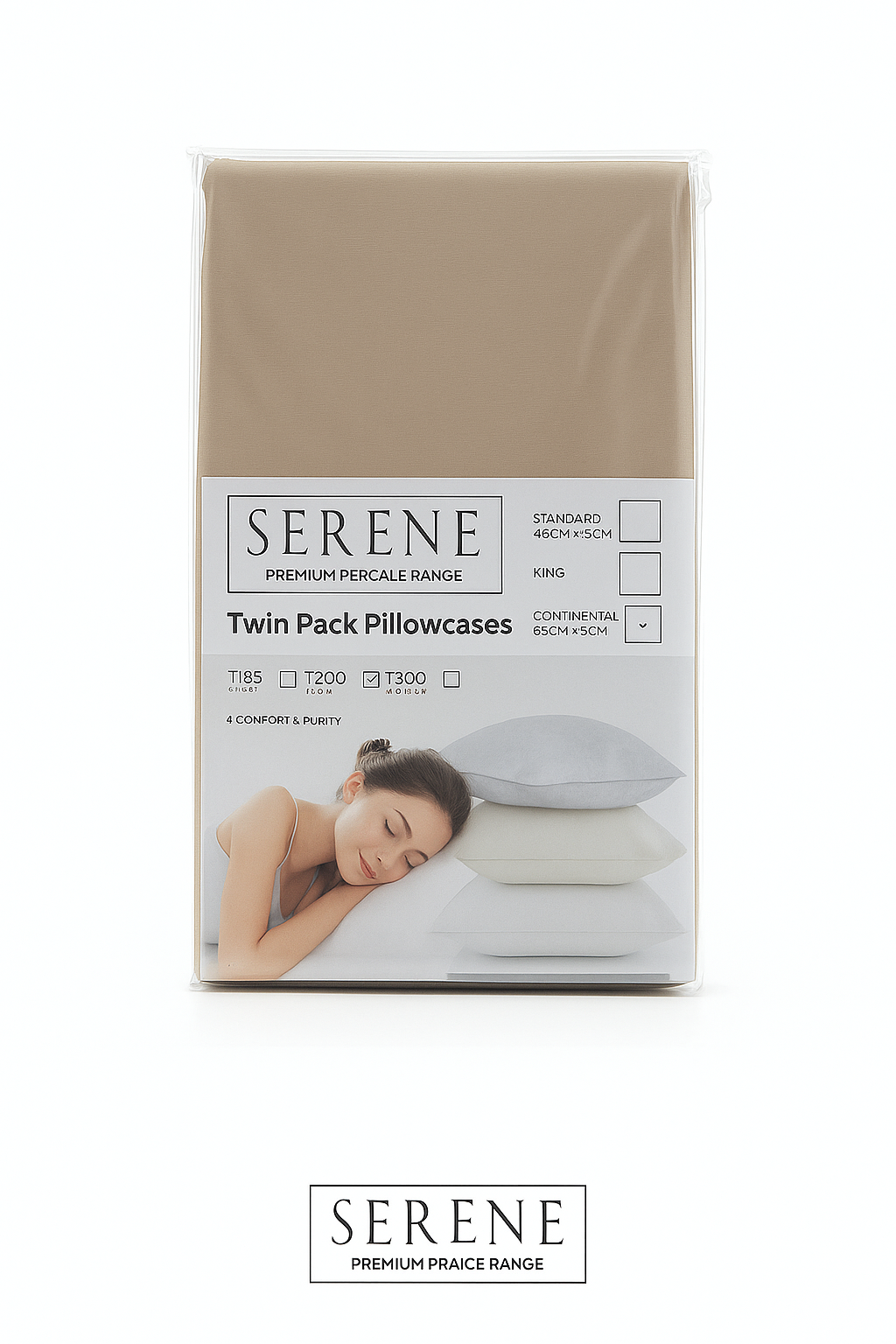 Serene Fitted Sheet & 2 Pillow Case – T300 - 100% Cotton