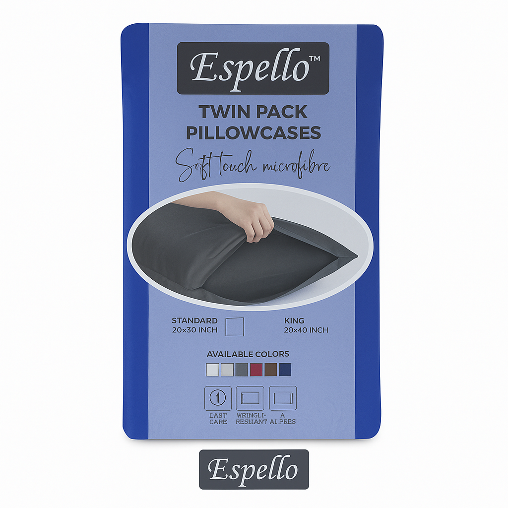 Espello King Pillow Cases - 90GSM - 50cm x 90cm