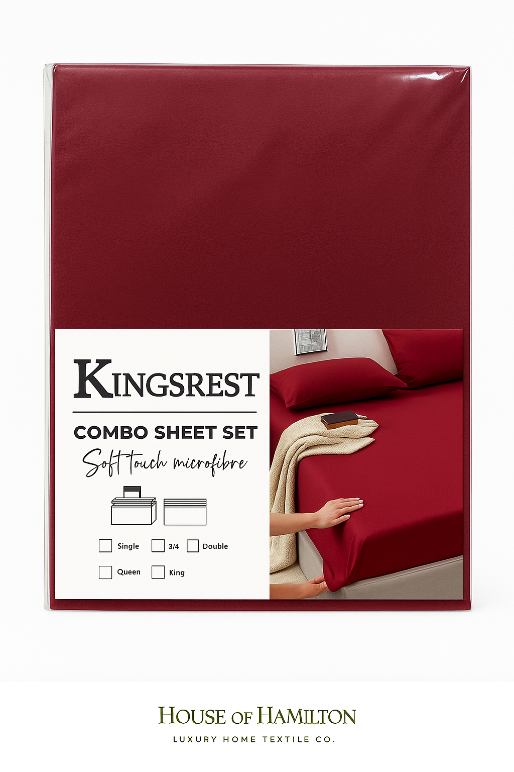 Kingsrest Fitted Sheet & 2 Pillow Cases Combo - 70GSM