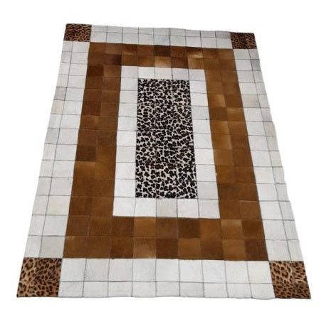 Nguni Framed Block Carpet - Brown & White