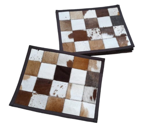 Handcrafted Genuine Leather Nguni Hide Placemats (Pack of 6)