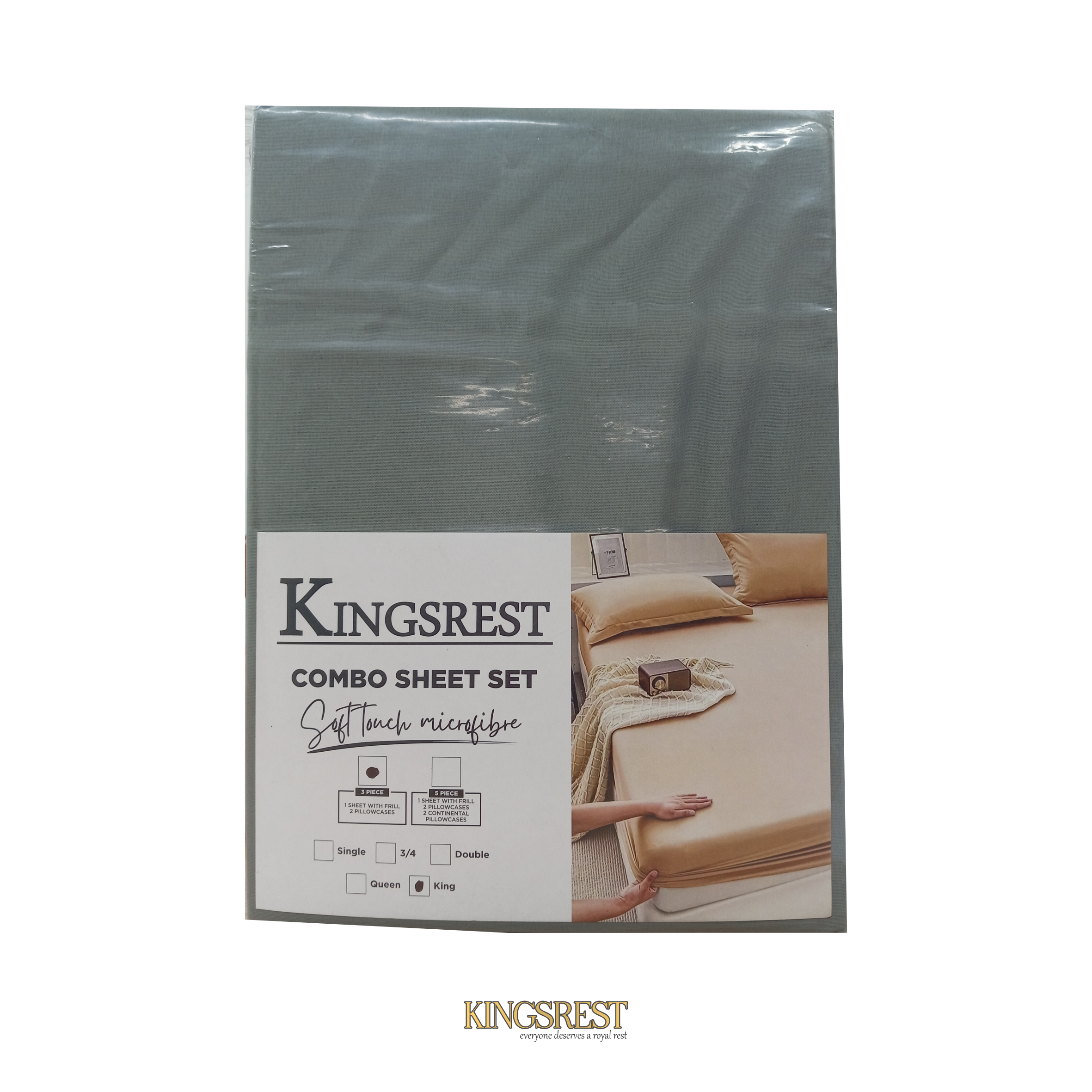 Kingsrest Fitted Sheet & 2 Pillow Cases Combo - 70GSM