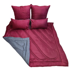 5 Piece Reversible Comforter Set - Charcoal/Burgundy