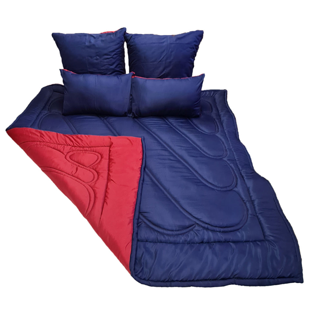 5 Piece Reversible Comforter Set - Navy/Red